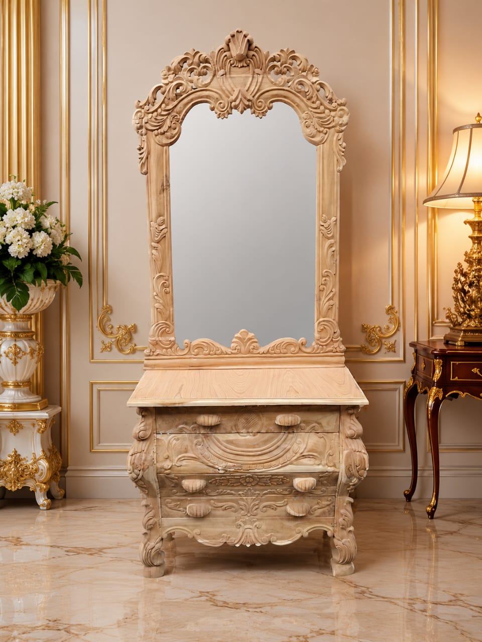 Royal Handcrafted Wooden Dressing Table